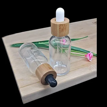 30ml, skaidraus stiklo buteliuko lašintuvu kosmetikos odos priežiūros produktas bambuko bžūp medienos grūdų padengti eterinis aliejus esmė pakavimo talpyklos