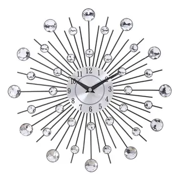 33 cm, senas metalas kristalų sieninis laikrodis prabangus diamond 3d didelis modernus sieninis laikrodis dizaino mazgas namų dekoro