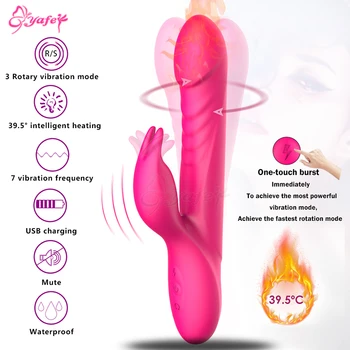 360 Laipsnių Sukimosi Šildymo Rabbit Vibratorius Dildo 7 greičio Klitorio Stimuliacija, didelis G Spot Vibratorius Suaugusiųjų sekso žaislai Moterims