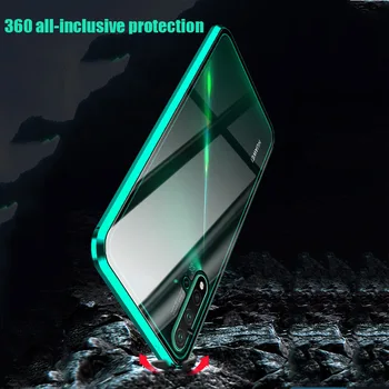 360 Magnetinės Metalo, Dvigubo Stiklo Pusėje Telefoną Atveju Huawei Honor 20 20 Pro 9X 9X Pro 10 Lite Y9 Premjero 2019 P Smart Z 30 Dangtis