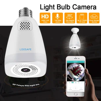 360° Laipsnių LED Mini Lemputės 1080P HD Dviem Būdais Garso Belaidžio Panoraminis Home Security 