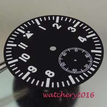 38.9 mm juodas ciferblatas baltas žymekliai tinka 6498 vertus likvidavimo judėjimo vyriškų Laikrodžių ciferblatą