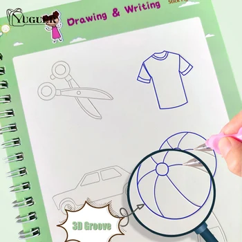 3D Daugkartinio naudojimo Vaikų piešinių Knygos, vaiko Mokymosi Tapybos Rašyti Copybook Už Kaligrafijos Meno Reikmenys Praktikos Knyga Vaikams