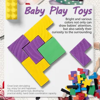 3D Dėlionė Medinė Tangram Matematikos Žaislai, Tetris Žaidimas Vaikams Magination Intelektinės Švietimo Žaislas, Šeimai Šalis Tėvų-vaikų Žaidimas