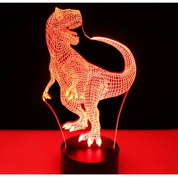 3D LED Naktinis Apšvietimas Laimingas, Tyrannosaurus Rex Dinozaurai su 7 Spalvų Šviesos Namų Puošybai Lempos Nuostabi Vizualizacija