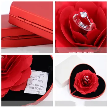 3D Pop-Up Raudona Rožė Gėlių Žiedas Dėžutė Vestuvių, Sužadėtuvių Dėžutė Papuošalų Laikymui Turėtojas Atveju