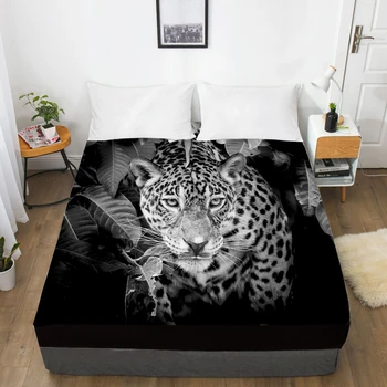 3D Print Custom paklode Su Elastinga,Įrengtas Lapas Karalienė/Karalius,Gyvūnų balta leopard Čiužinys Padengti 160x200/150x200,lašas laivas