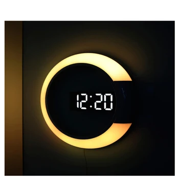 3D Skaitmeninis LED Watch Laikrodis Žadintuvas Veidrodis Tuščiaviduriai Sieninis Laikrodis 7 Spalvų Modernus Temperatūra Dienos, Nakties Šviesos Namuose Gyvenančių Roo