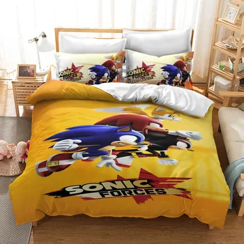 3D Sonic The Hedgehog Animacinių filmų Antklode Padengti Užvalkalai Šalikas Padengti Lovos Užvalkalai Patalyne, Twin Visą Karalienė King Size