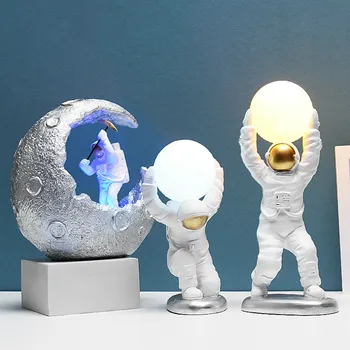 3D Spausdinimo Astronautų Mėnulio Žibintas Įkraunamas LED Nakties Šviesos 3 Spalvos Touch 