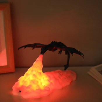 3D Spausdinimo Gaisro Kvėpavimo Drakonas Šviesos Namų Kūrybos Naktį Šviesos Stalo Lempa LED Įkraunamas Nakties Šviesos Gimtadienio Dovana