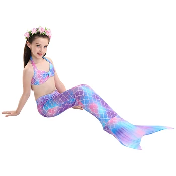 3PCS/Set Vaikų Mergaičių Undinė Plaukimo Uodega maudymosi kostiumėlį Vasarą Plaukti Suknelė Cosplay Princesė Undinėlė Uodegos Nr. Monofin Mergaitėms