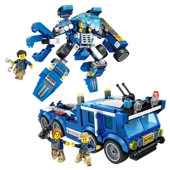 4 in 1 617pcs deformacijos žaislas automobilis serijos suderinamas su miesto policijos ir automobilių vaikai deformacijos robotas žaislas 
