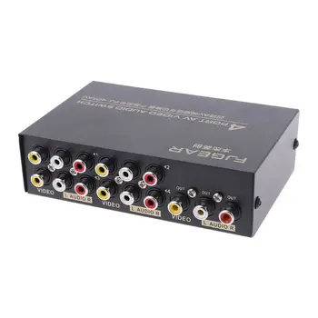 4 Port AV Audio Video RCA 4 Įvesties Ir 1 Išvesties Switcher Selektorių Perjunkite Splitter Dėžutę