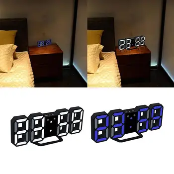 4 Spalvų Modernių Namų Sieninis Laikrodis Laikmatis 3D LED Skaitmeninės Buitinės Sittingroom Decroation Laikrodis Sieninis Sieninis Decro Miegamasis T8W9
