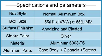 4 vnt./daug 55(H)x147(W)x155(L)mm aliuminio korpusas, kuris yra oksiduotas ir nuvalyti smėliasrove, geros kokybės ir ekonomiškas kaina