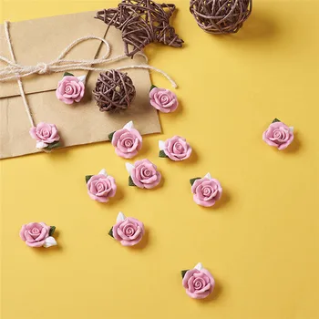 40pcs Rankų darbo Porceliano Cabochons Pink Gėlių Molio Karoliukai Papuošalai Priėmimo 