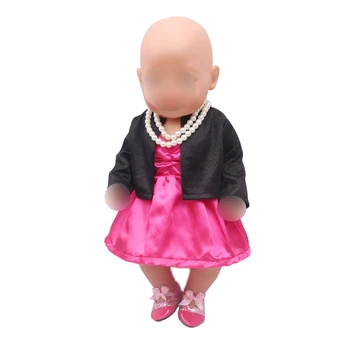 43 cm kūdikių lėlės suknelė naujas gimęs Purpurinė suknelė + juodas kailis žaislai tinka American 18 colių Mergaičių lėlės f320