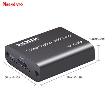 4K 60Hz USB HDMI Video Capture Card TELEVIZIJOS Linijos 1080P 60Hz Žaidimas Įrašymo Plokštė Live Transliacijos Langelyje USB2.0 Grabber už PS3, PS4 Fotoaparatas