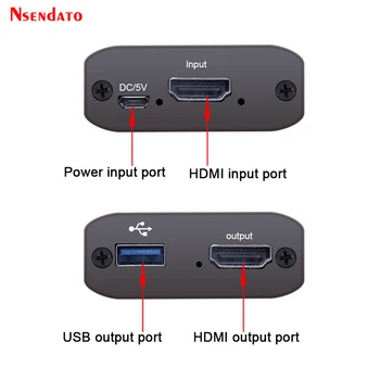 4K 60Hz USB HDMI Video Capture Card TELEVIZIJOS Linijos 1080P 60Hz Žaidimas Įrašymo Plokštė Live Transliacijos Langelyje USB2.0 Grabber už PS3, PS4 Fotoaparatas
