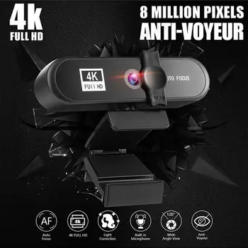 4K Kamera, 1080P Full HD web cam Auto Focus Web Kamera PC ir Laptop 2k Kamera su Mikrofonu Padengti Trikojo Live meeting