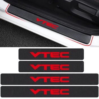 4pcs Automobilio Anglies pluošto VTEC Logotipą, Durų Nusitrinti Plokštė, atsparus vandeniui lipdukas Honda Civic Sutarimu Odyssey Spirior CRV SUV Automobilį-Stilius
