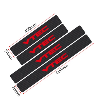 4pcs Automobilio Anglies pluošto VTEC Logotipą, Durų Nusitrinti Plokštė, atsparus vandeniui lipdukas Honda Civic Sutarimu Odyssey Spirior CRV SUV Automobilį-Stilius