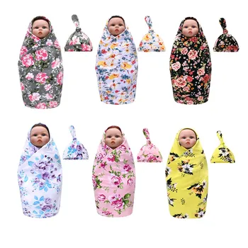 4pcs daug Moterų Sleepwear+Baby Suvystyti Antklodė+Hat+Lankelis Megztos Medvilnės Gėlių Pižama Pižamą Suknelė Mama vaikiški Drabužiai Komplektas