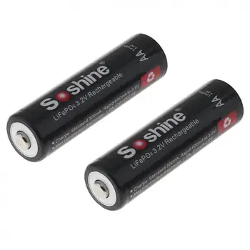 4pcs/daug Soshine 3.2 V 700mAh 14500 LiFePO4 Įkraunamos AA Baterijos LED Žibintuvėlis / priekiniai Žibintai