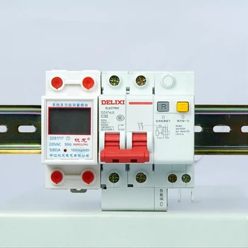 5(60)A 220V, 50HZ, vienfazis Din Bėgelio KWH Vatų Valandą Din-rail Energijos Skaitiklis LCD
