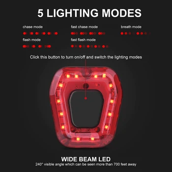 5 Režimai, LED Dviračio Žibintai su Uodega, Galinis Žibintas USB Mokestis Stabdžių žibintai Kelių Dviratį MTB Galiniai Žibintai Dviračių Flasher Nekilnojamojo Šviesos Lempos