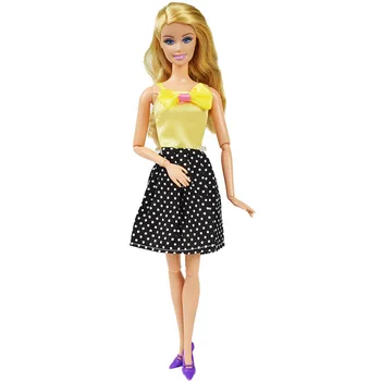 5 Vnt./daug Polka Dot Sijonas Joga Dėvėti Lėlės Drabužių, Aksesuarų, Namų Suknelė Vaikų Produktai Mergina Žaislai Barbie Doll Suknelė