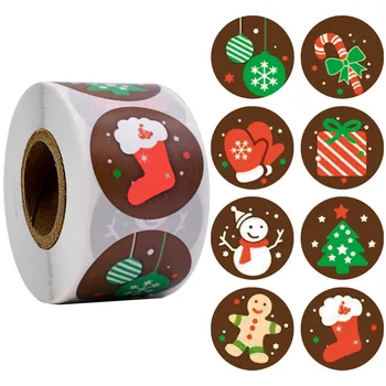 500pcs Kalėdų Saldainių Pakuotės-Dovanų Dėžės Lipdukas Dragee Cupcake Dėžutės Sausainių Maišelį, Kraft Popierius, Lipdukas, Šokolado Pakavimo Popierius