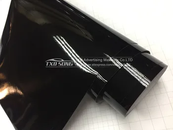 50cmx1.52m/2m/3m/4m/5m Geros Kokybės Juodo Blizgaus Vinilo kinas Piano Black Gloss Apvynioti Lipnia Oro Burbulas Nemokama Automobilių Vyniojamąjį Lapą