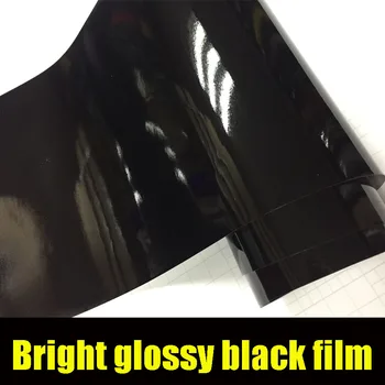 50cmx1.52m/2m/3m/4m/5m Geros Kokybės Juodo Blizgaus Vinilo kinas Piano Black Gloss Apvynioti Lipnia Oro Burbulas Nemokama Automobilių Vyniojamąjį Lapą