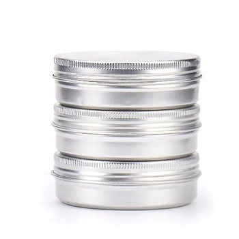 50pcs Aliuminio Jar Papildyti Kosmetikos Bakas Tuščias Žvakių Laikiklis su užsukamais Dangteliais talpinimo PE Pagalvėlės Sandarus Pakuotės 100g