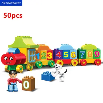 50PCS didelis dydis Numeriai Traukinio Blokai Švietimo Plytų Suderinama DuploINGlys Žaislai vaikams