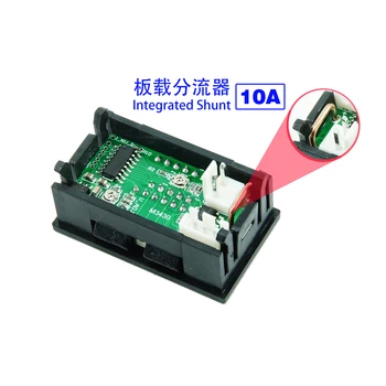 50PCS Mini Digital Voltmeter Ammeter DC 100V 10A skirti 0,56