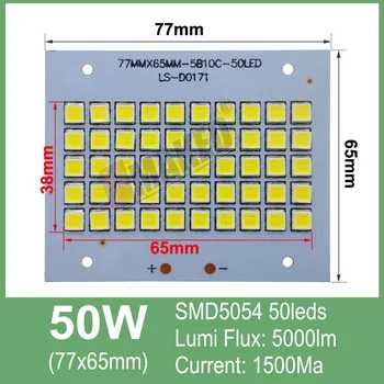 50W LED Prožektorius PCB lenta SMD5054/2835/5730 led Aliuminio pagrindo plokštė, šiltai balta/ balta led prožektorius šaltinis