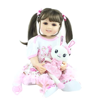 55cm BZDOLL Visą Silikono Kūno Reborn Baby Doll Mergina Žaislai, puošniai Apsirengti Ilgi Plaukai Princesė Kūdikiams Boneca Vaikas, Gimtadienio dovana, Dovanų