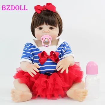 55cm Full Silikono Reborn Baby Doll Žaislas Vinilo Naujagimių Princesė Kūdikiams Mergina Bonecas Bebe Gyvas Maudytis Žaislas, Vaikas Puikus Gimtadienio Dovana