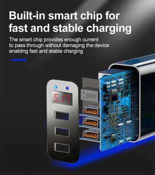 5V 3.1 LED Ekranas, Greitas Įkroviklis Huawei 30 ES Prijunkite Įkrovimo Adapte Samsung S20 Xiaomi 5A C Tipo Kabelis Super Charge