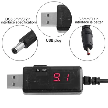 5V Prie 9V 12V Namų Elektros Tiekimo USB Stiprintuvas Praktinių Įtampos Step-up Konverteris LED Ekranas Adapterio Kabelį Patogus Įkrovimas