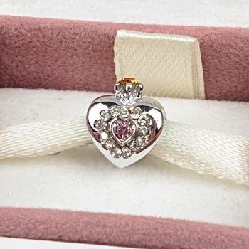 5VNT Lydinio Atrama Granulių Senovės Sidabro Spalvos Patinka Rožinė Crystal Crown Širdies Granulių Tinka Bangle Karoliai 