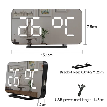 6 Colių Pritemdomi LED Sn Skaitmeninis Laikrodis, Miegamojo,Lengvas Smart Dvivietis Numeris Laikrodis-Žadintuvas su Snaudimo Funkcija