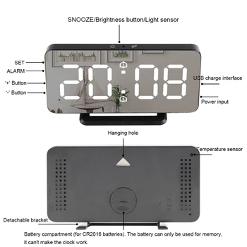 6 Colių Pritemdomi LED Sn Skaitmeninis Laikrodis, Miegamojo,Lengvas Smart Dvivietis Numeris Laikrodis-Žadintuvas su Snaudimo Funkcija
