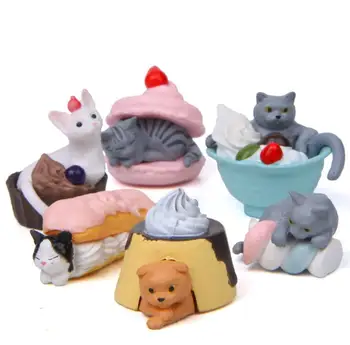6 Vnt./daug Mielas Zakka Gurmanų desertas Katė Veiksmų Skaičius, Maisto Gyvūnų Kačių Žaislų Kolekcijos Modelį PVC Amatų Ornamentu