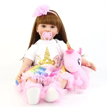 60cm Didelis Dydis Silikono Vinilo Atgimsta Lėlės Žaislas Tikroviška Princesė Bamblys Kūdikiams Su Vienaragio Tema Gyvas Bebe Mergina Gimtadienio Dovana