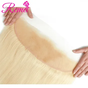 613 Blond Ryšulius Su Priekinės Uždarymo Brazilijos Tiesūs Plaukai Šviesūs Pluoštas Plaukų 4PCS Spręsti 8-30 Colių Ilgio Ilgio Plaukų Audimo