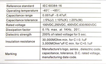 630v 473 473J 47nf 0.047 uf Originalus prekės ženklo naujų CBB Plėvelė iš Polipropileno Kondensatoriai, pikis 10mm 1000pcs